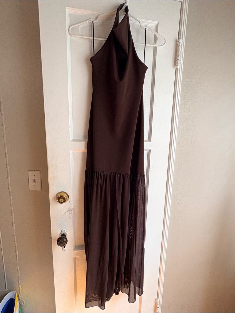 ZARA Elegant Dark Brown Halter Maxi Dress